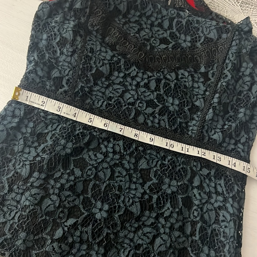 Zara lace dress midi bodycon navy blue sleeveless fitted black label  Sz. L - Picture 10 of 15